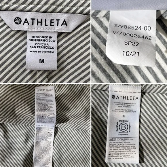 Athleta Newport Wrap Dress City Stripe Black/Sea Salt Medium - Picture 13 of 13